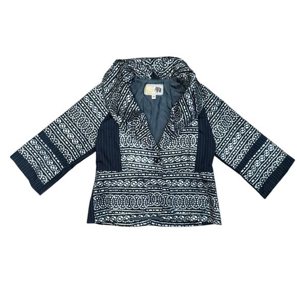 Burning Torch Cropped Blazer Jacket Women Med Artsy Boho Event Statement Collar - Picture 9 of 12